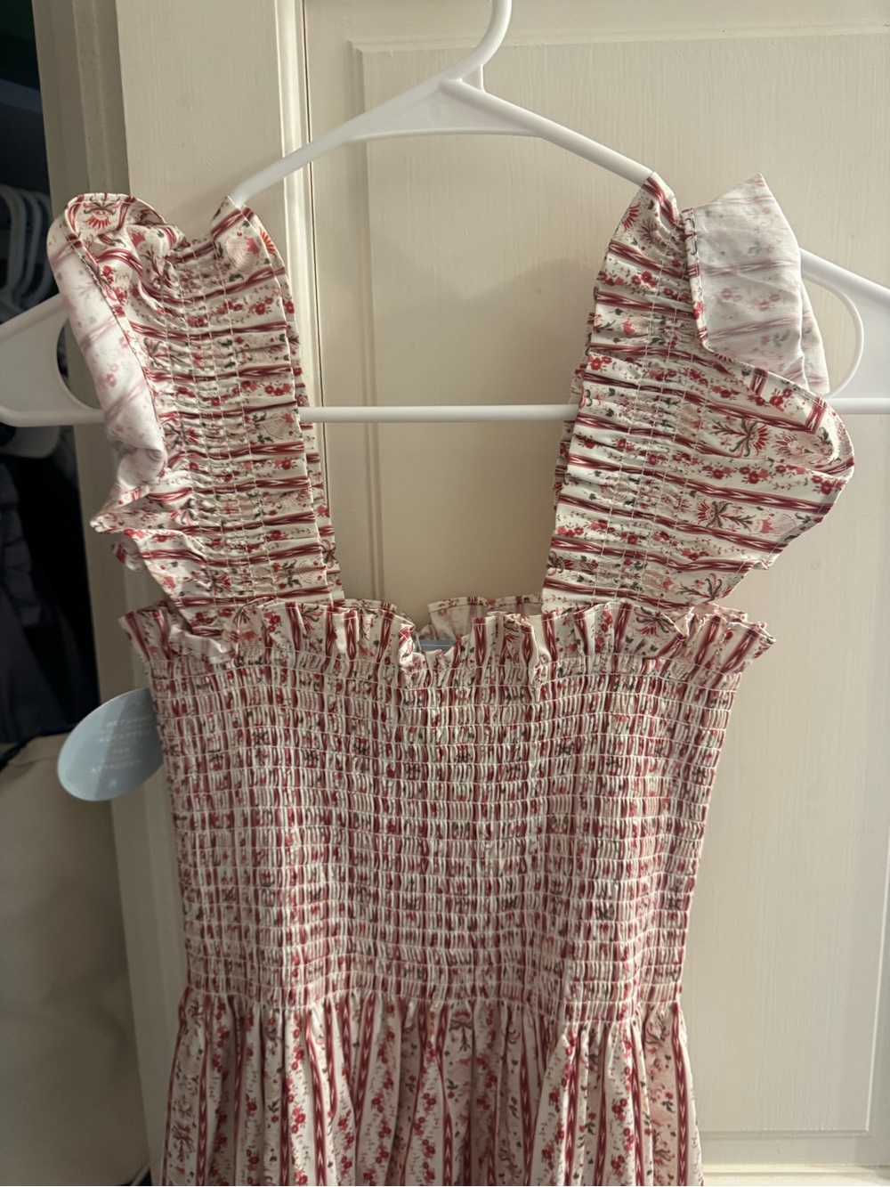 Hill House Red and Cream Smocked Floral Maxi Dress - Picture 2 of 6